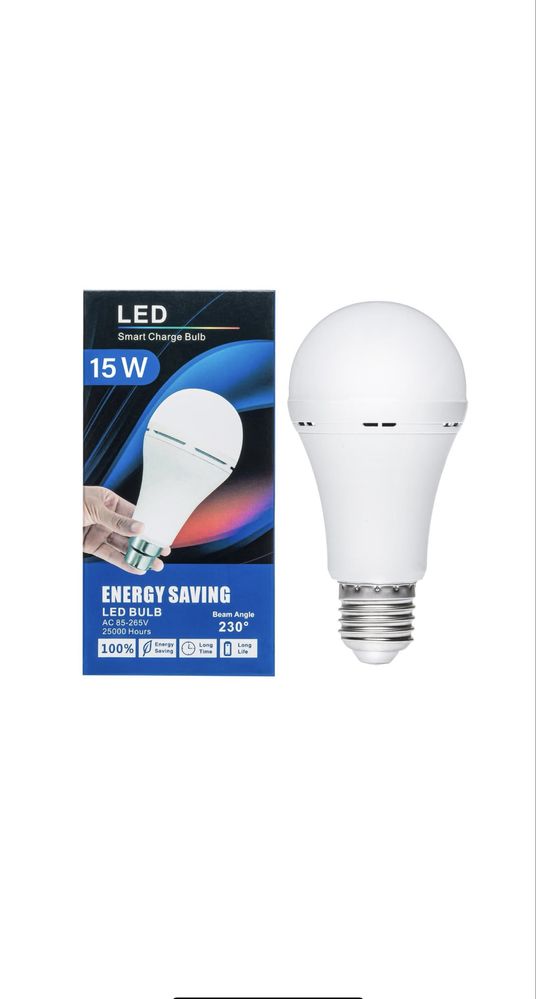 Акумуляторна LED лампочка Е27 15W з батарейкой 1500 mAh 6500К