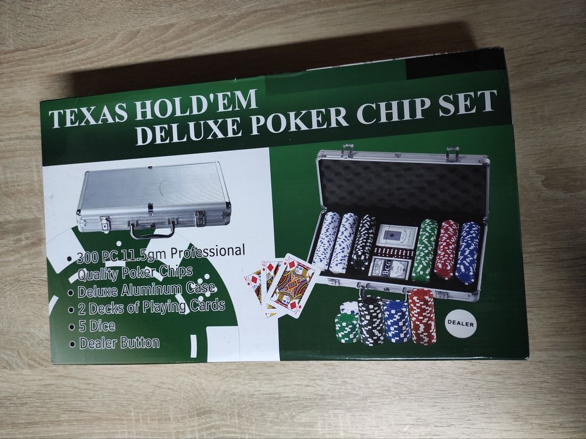 Zestaw do gry w pokera texas hold em deluxe 300 sztuk