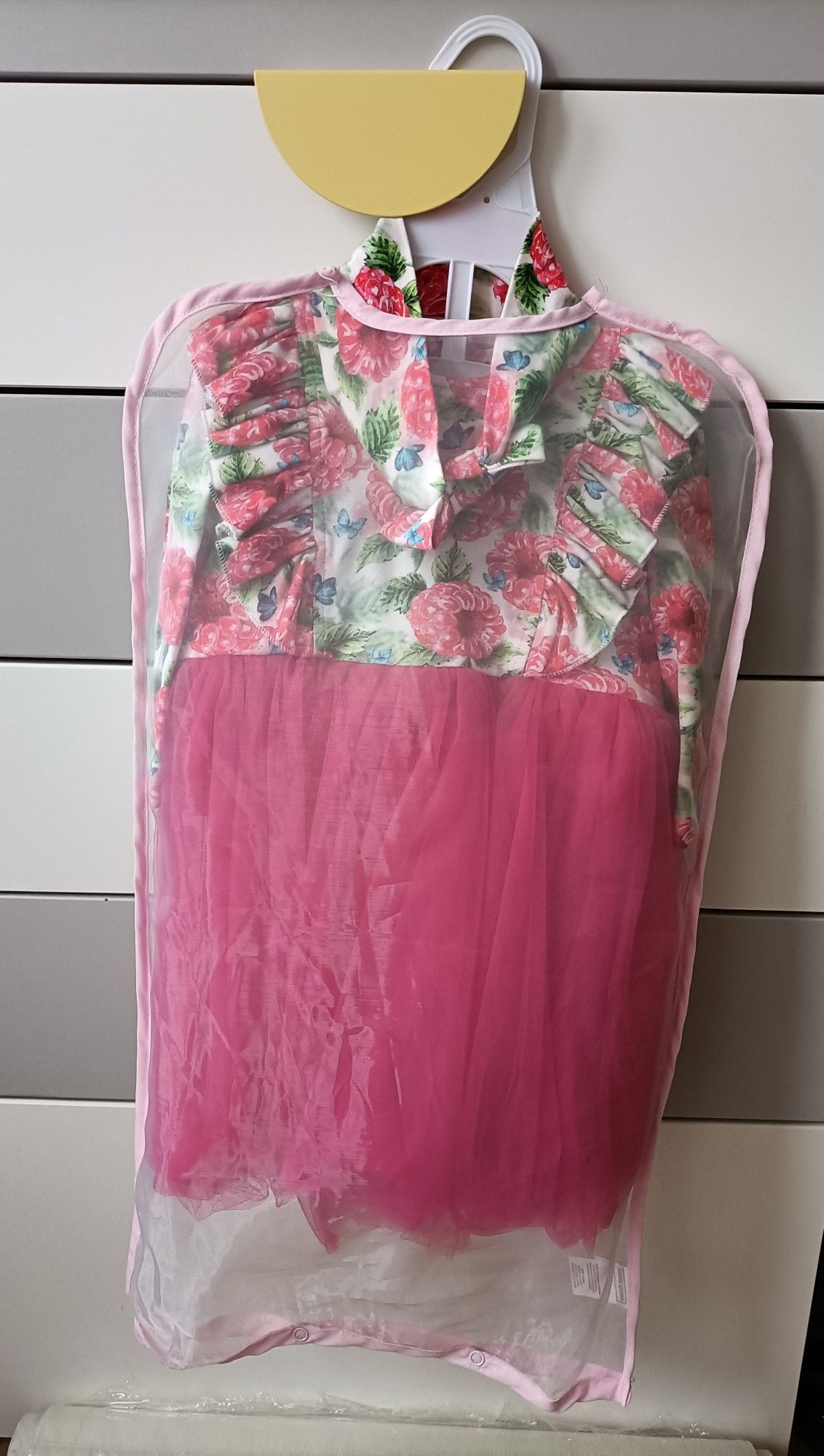 Sukienka tiulowa na roczek handmade + bloomersy + opaska