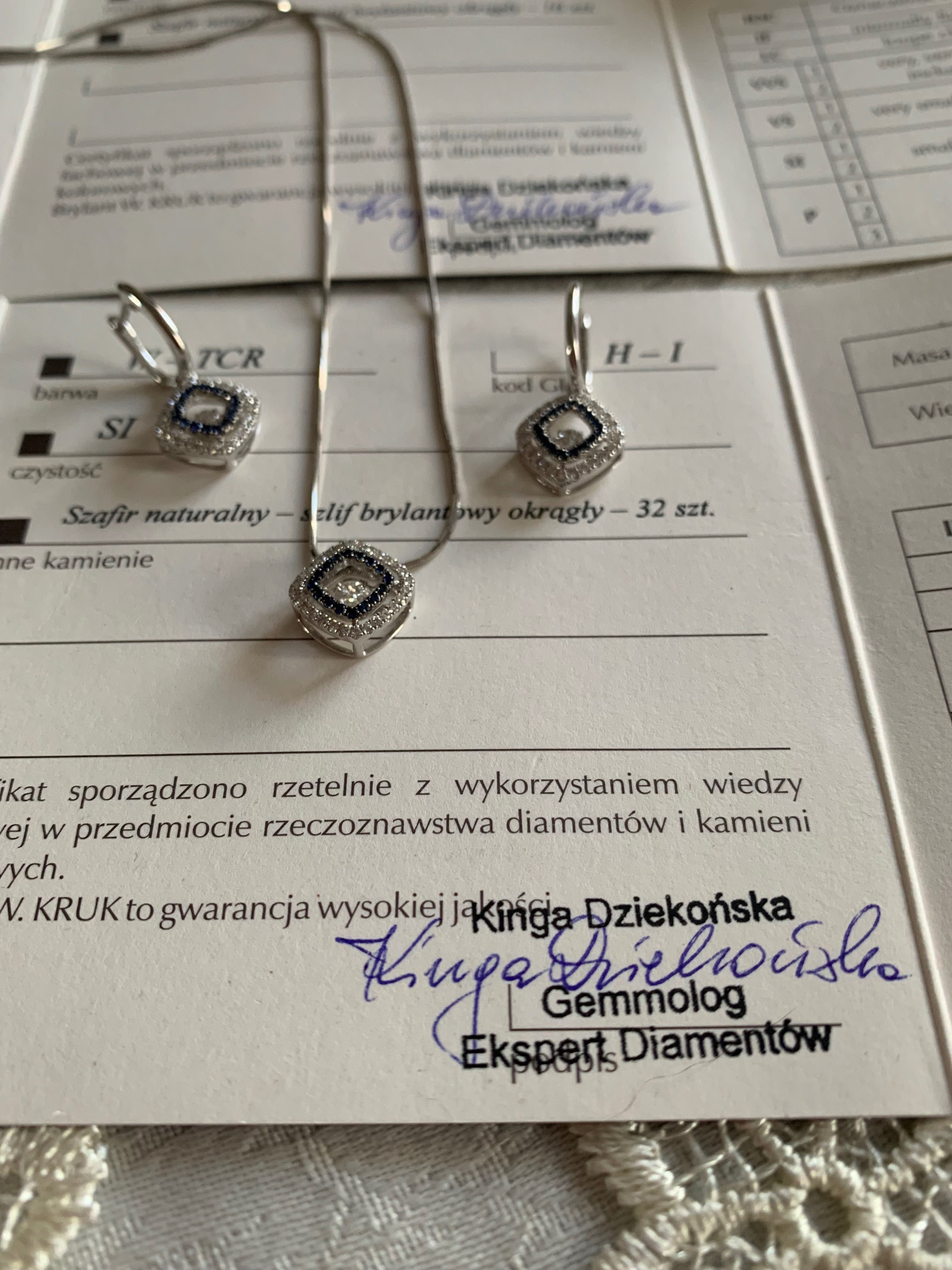 W.KRUK komplet z brylantami i szafirami