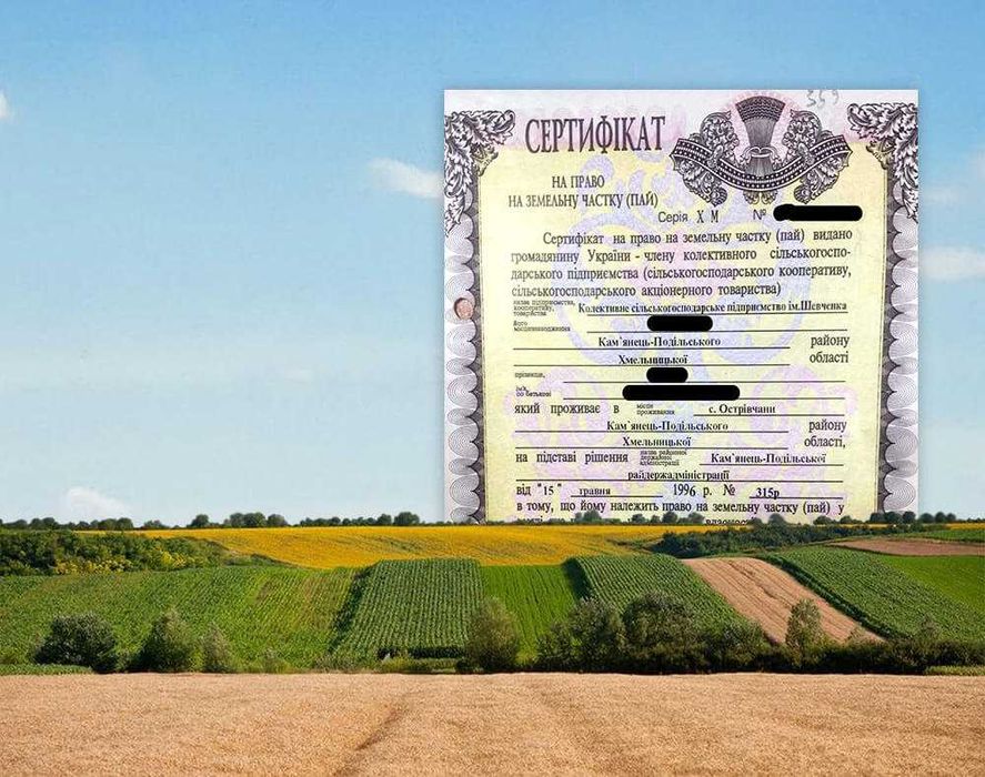 земля пайова за сертифікатом