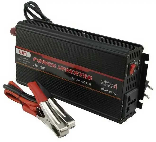 Автомобільний інвертор UKC 12V-220V 1300W з зарядкою АКБ UPS-1300A