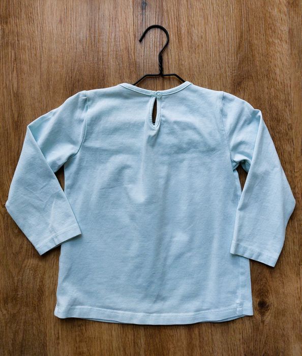 Bluzka Max&Mia z długim rękawem, turkusowy longsleeve, rozm. 92