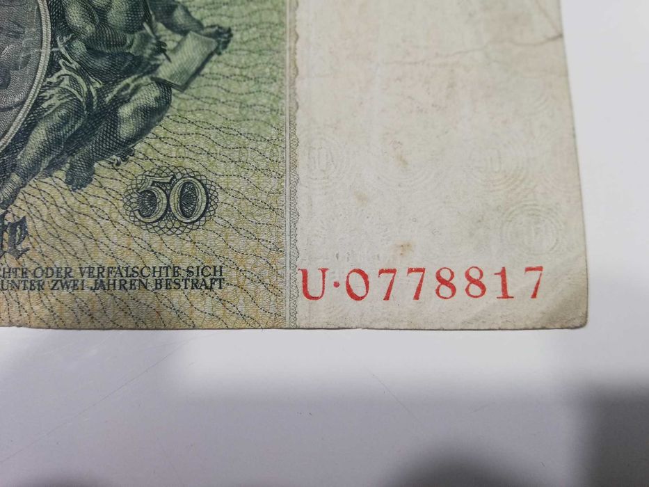 Sprzedam stary niemiecki banknot 50 marek seria U