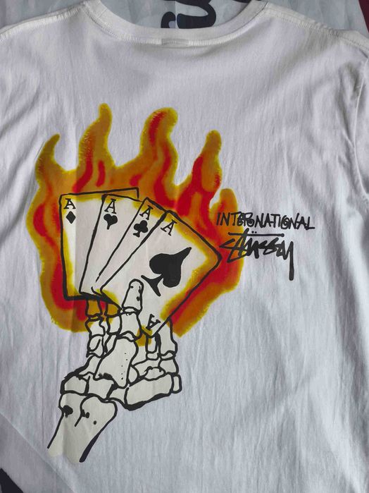 Stussy Męska Biała Koszulka z Nadrukiem L