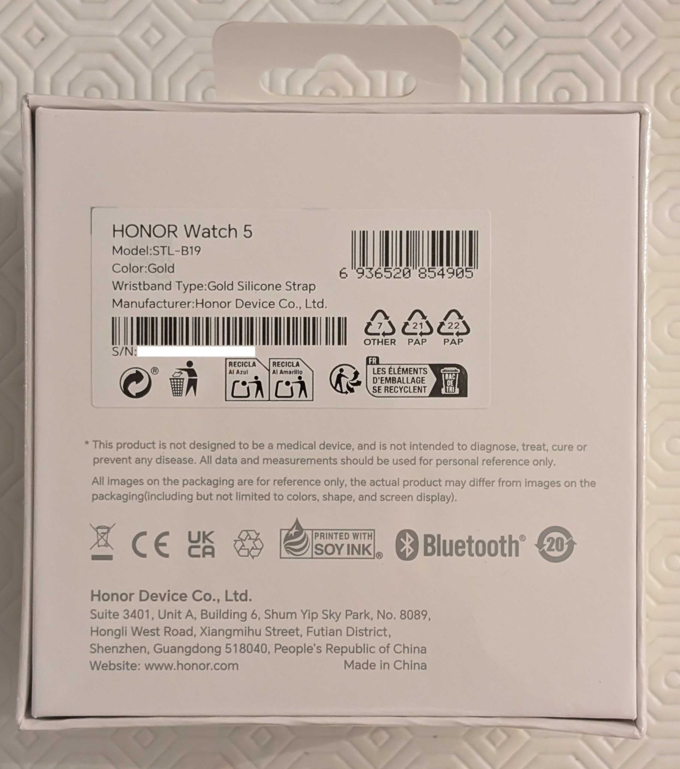 Smartwatch Honor Watch 5 - Gold - Novo e Selado