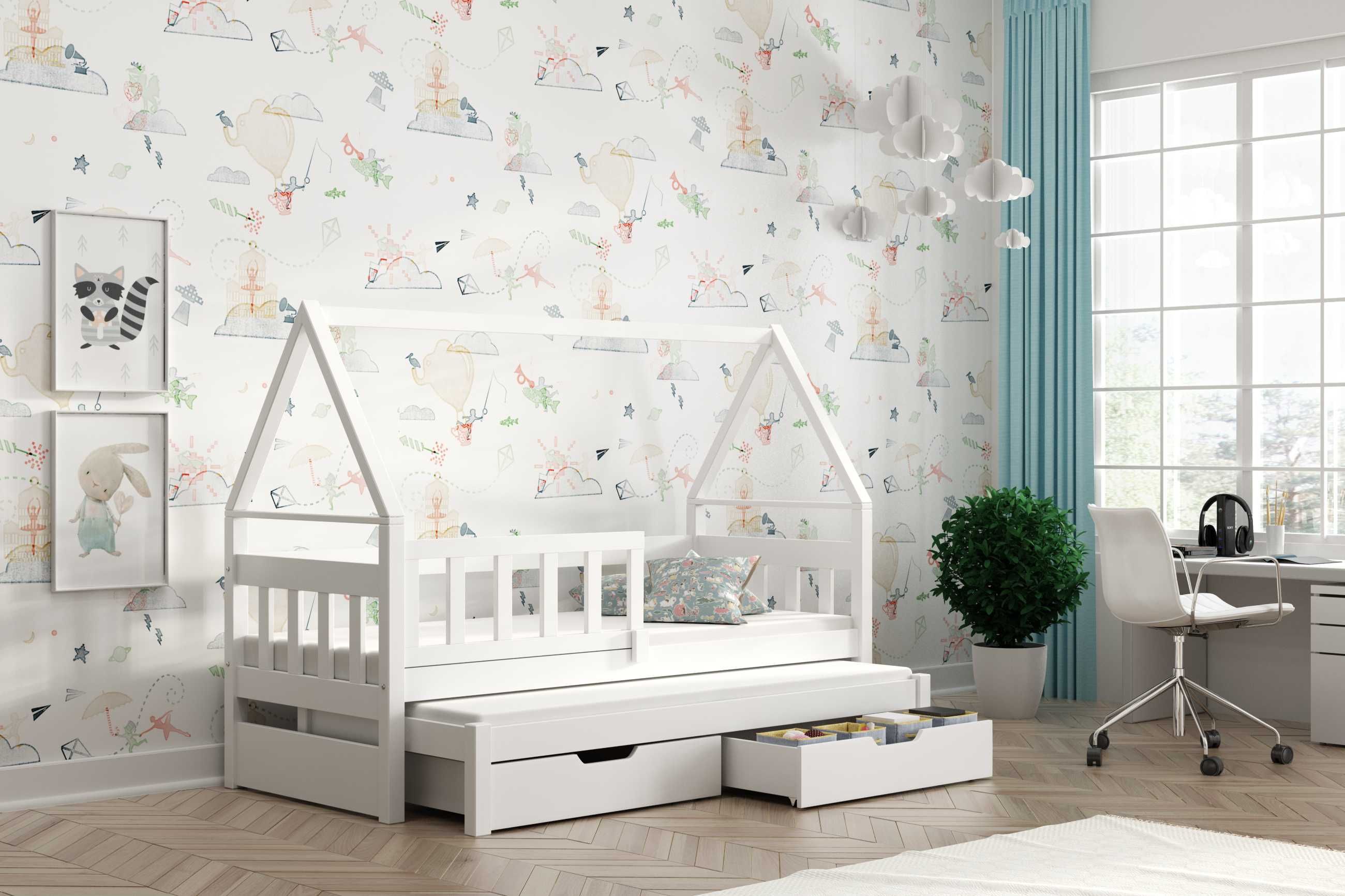 Łóżko dla dzieci domek OLA dwu osobowy z materacami