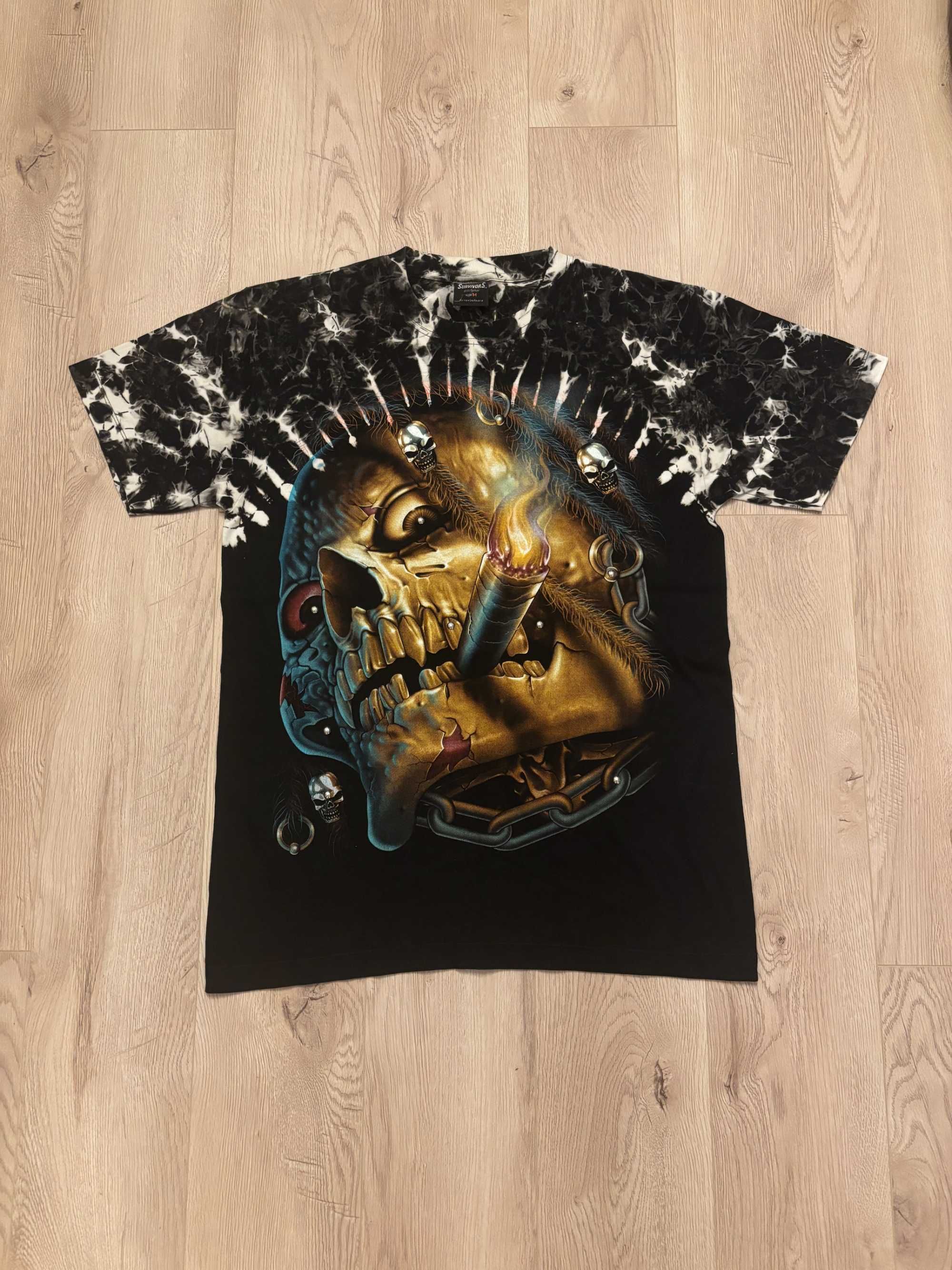 tshirt koszulka w stylu affliction z ćwiekami skull czaszka drain