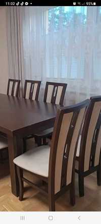 Stół rozkładany dębowy 6 szt.krzesła