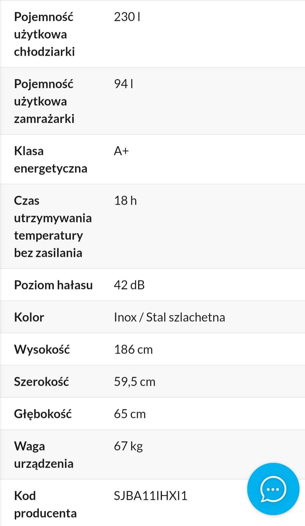 Sprzedam lodówkę Sharp SJ-BA11IEXI1