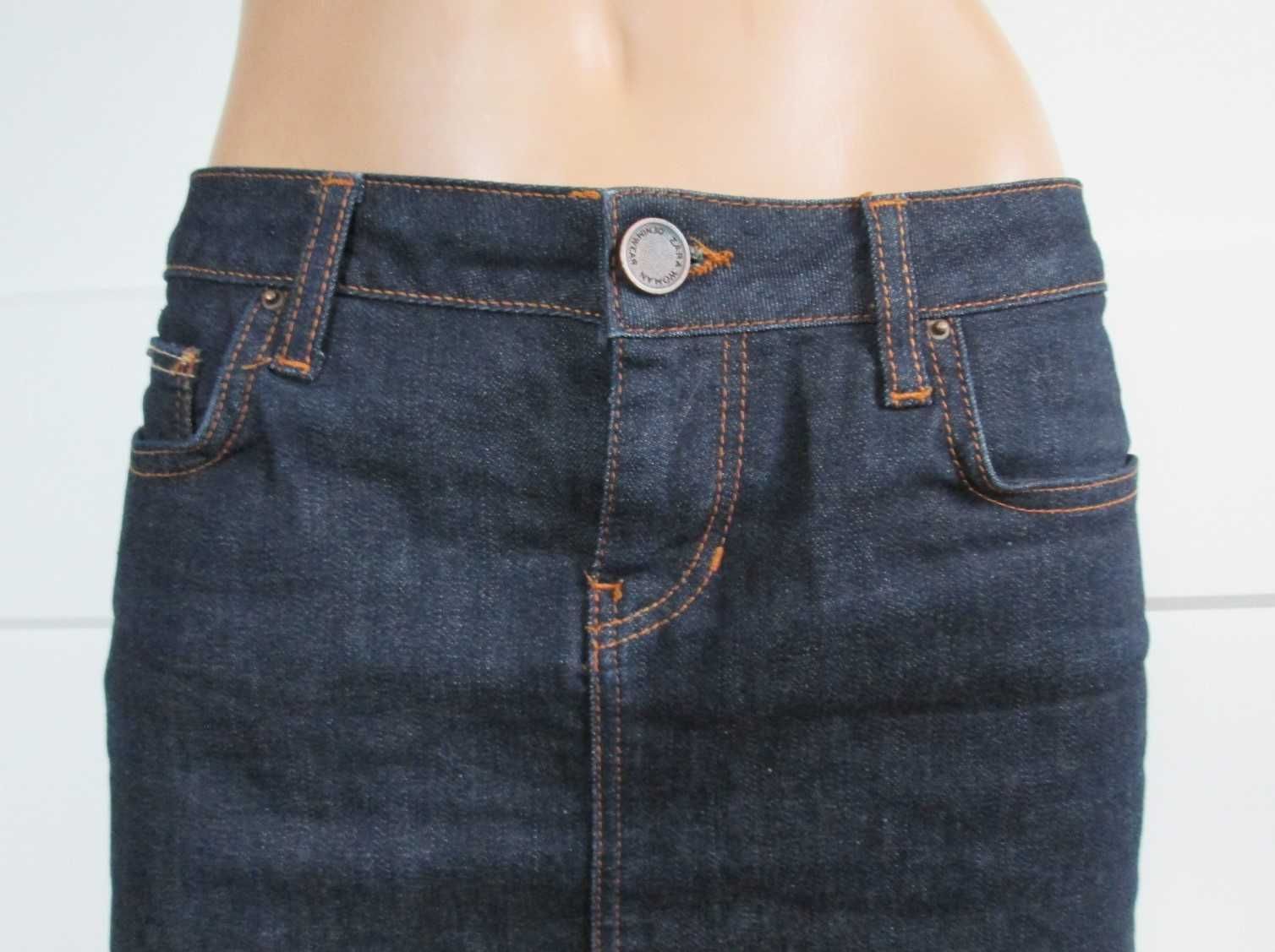 Zara dżinsowa spódniczka jeans bawełna granatowa S 36 jak NOWA