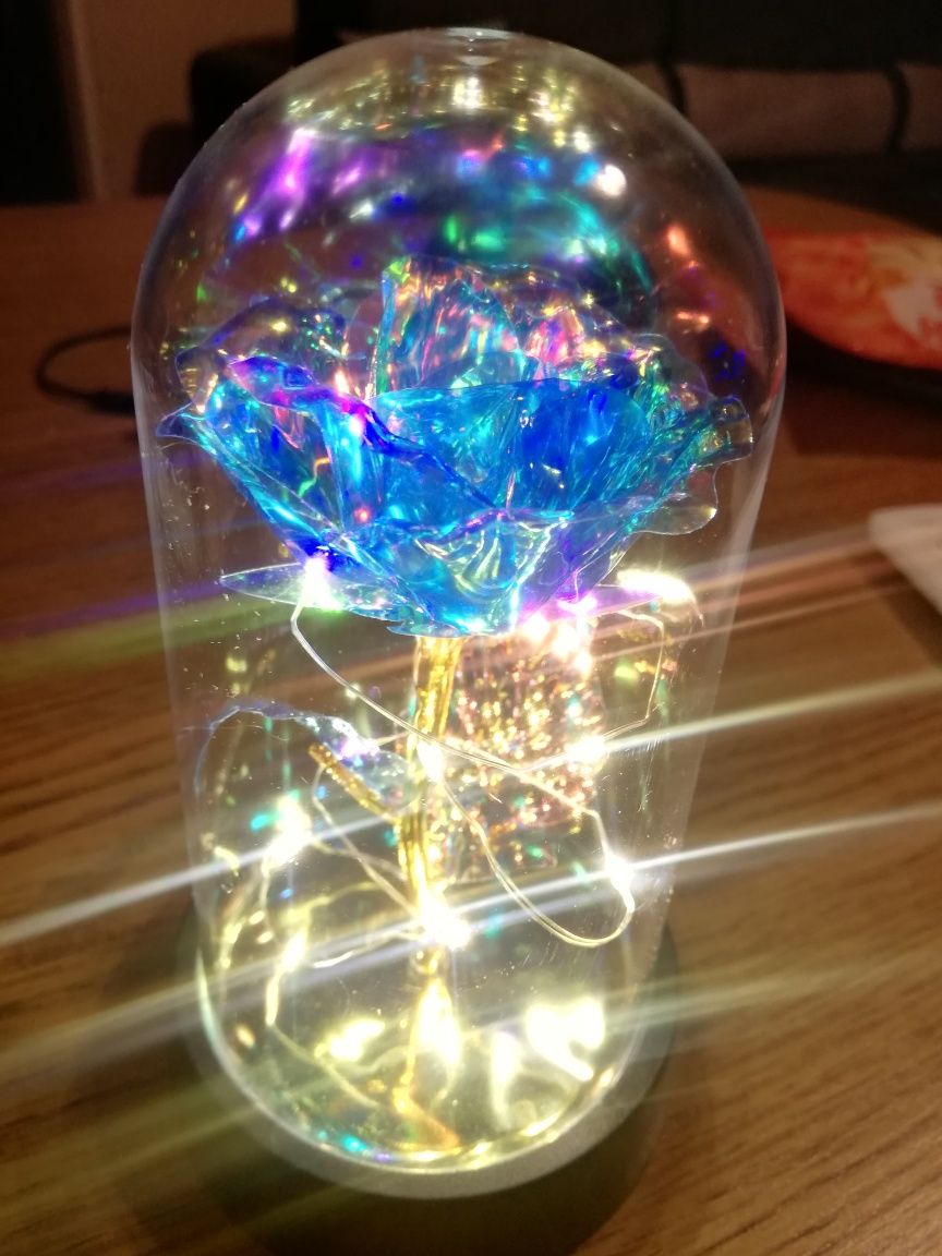 Nowa Świecąca róża niebieskie ciepłe światło lampka LED
