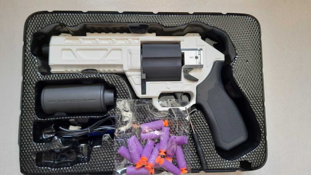 Пистолет детский, мягкие пульки, на гильзах, револьвер, аккумулятор