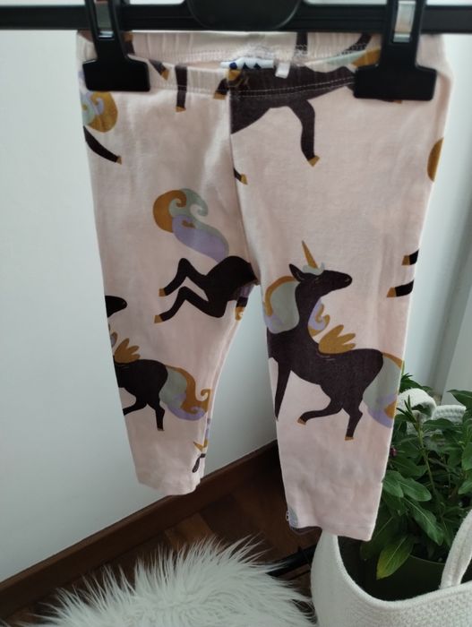Dzianinowe różowe legginsy w jednorożce Limited Edition r. 74 cm