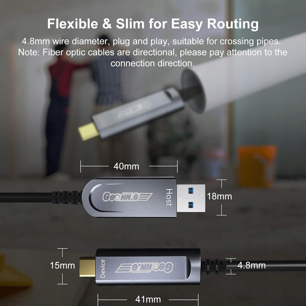 Kabel światłowodowy USB A do USB C 10m 10 Gb/s
