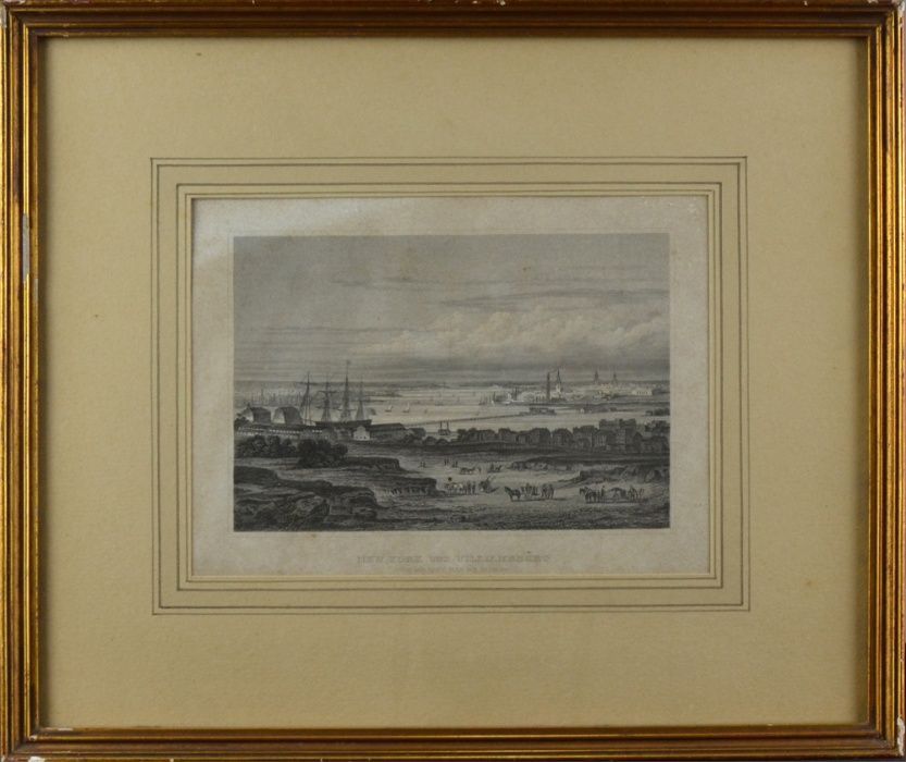 Gravura “New York Und Williamsburg”, (Von der Navy yard aus Gesehen)