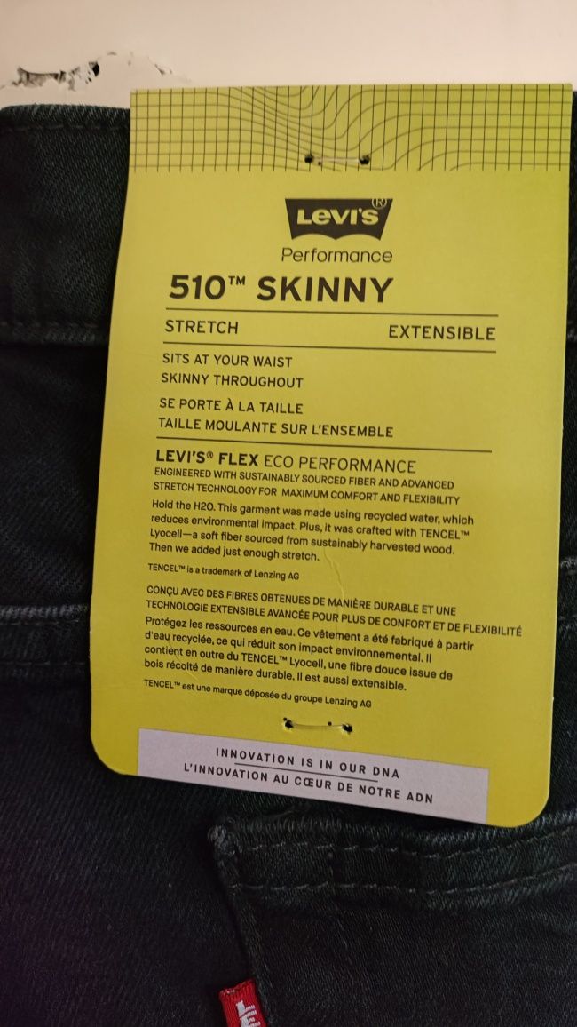 Levi's 510 Skinny Hello Friend Adv wyprzedaż męskie jeansy rurki 36/32