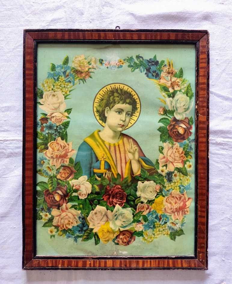 Quadro antigo com imagem do Menino Jesus