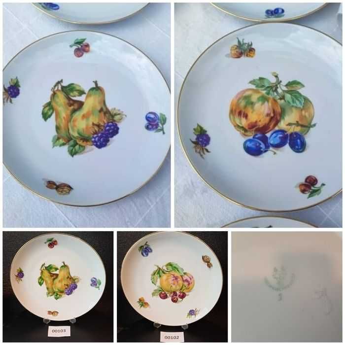 Zestaw talerzyków w owoce-porcelana. Nowe.
