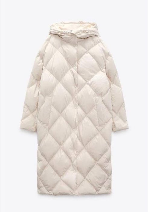 пуховик довгий Zara пальто пухове