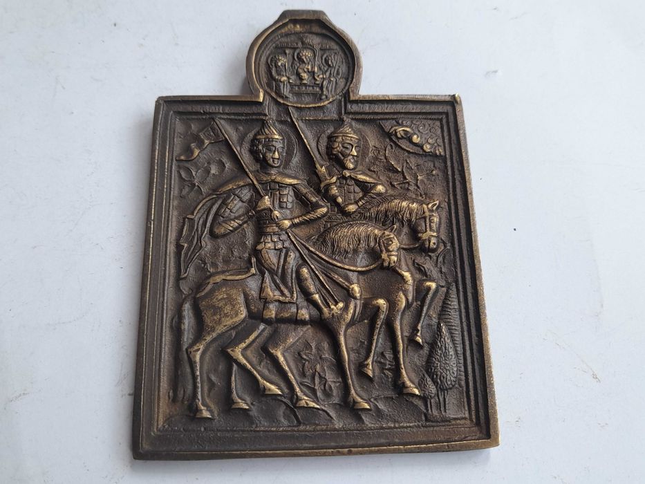 Ikona prawosławna Święci Borys i Gleb mosiężna (12,5 cm)