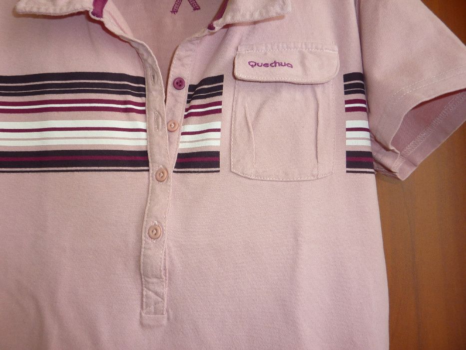 Quechua koszulka polo damska sportowa paseczki róż S