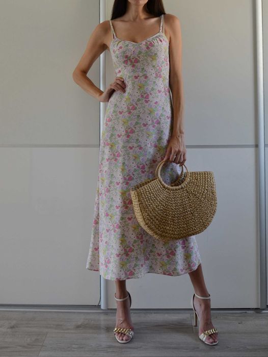 & Other Stories długa pastelowa sukienka w kwiaty floral 36 S