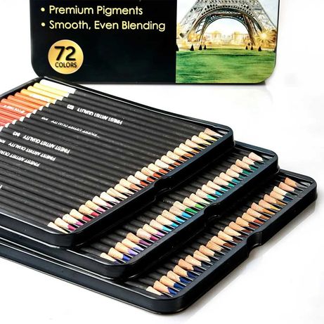 Набір кольорових олівців 72 кольору в металевому пеналі на 3 слота