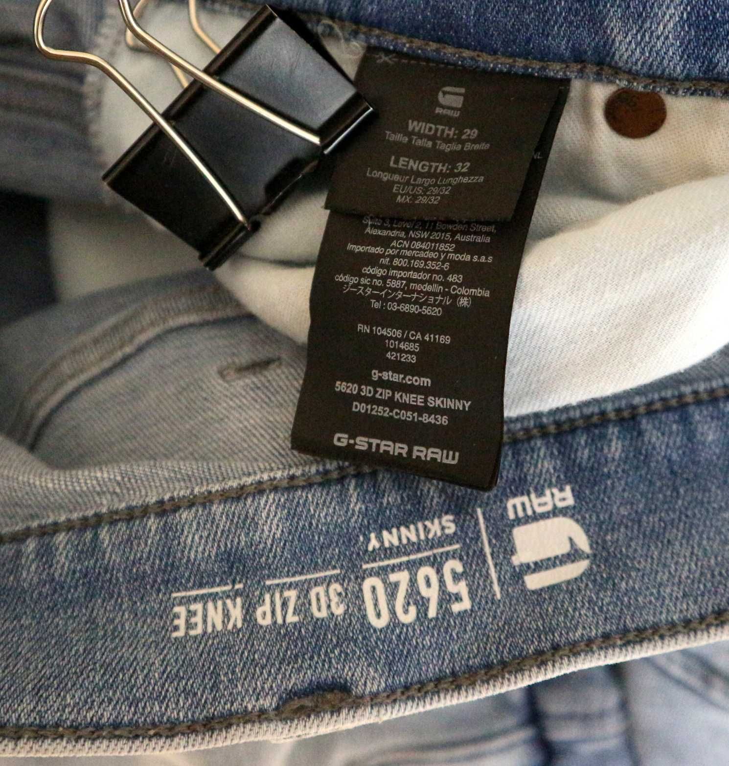 G-star 5620 3D Zip Knee Skinny spodnie jeansy W29 L32 pas 2 x 39/42 cm