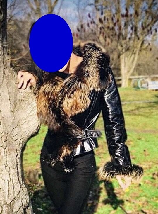 Куртка  лаковая кожа с мехом чернобурки