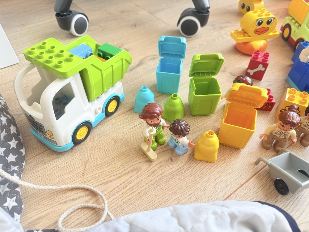 Ogromny zestaw lego duplo policja straż śmieciarka koparka rakieta zoo