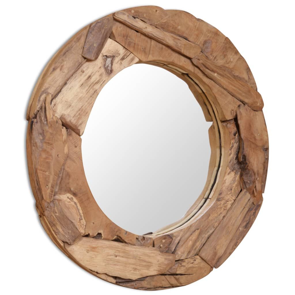Vidaxl Lustro Dekoracyjne, Drewno Tekowe, 80 Cm, Okrągłe