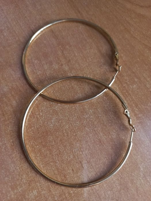 Kolczyki koła pozłacane- średnica 7 cm - Nowe
