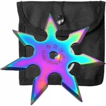 Shuriken Nóż Do Rzucania Gwiazdka Rzutka 7 Ramion Rainbow N403b