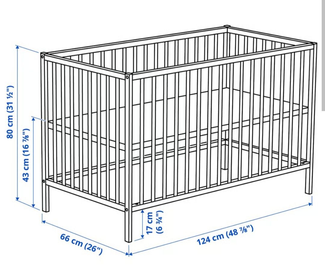Łóżeczko z materacem 120x60 + przewijak Sniglar Ikea