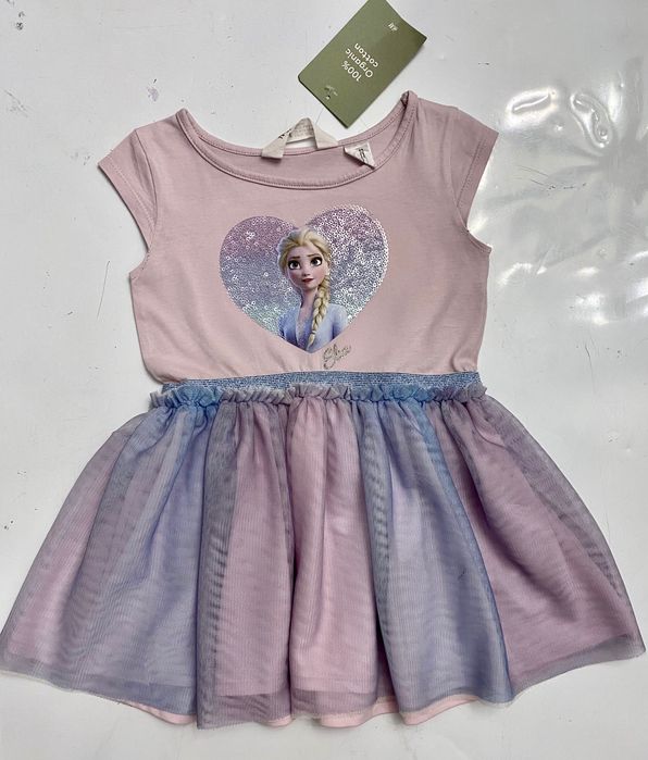 Elza, Elsa, Frozen, Kraina lodu sukienka TIUL, CEKINY  92 NOWA