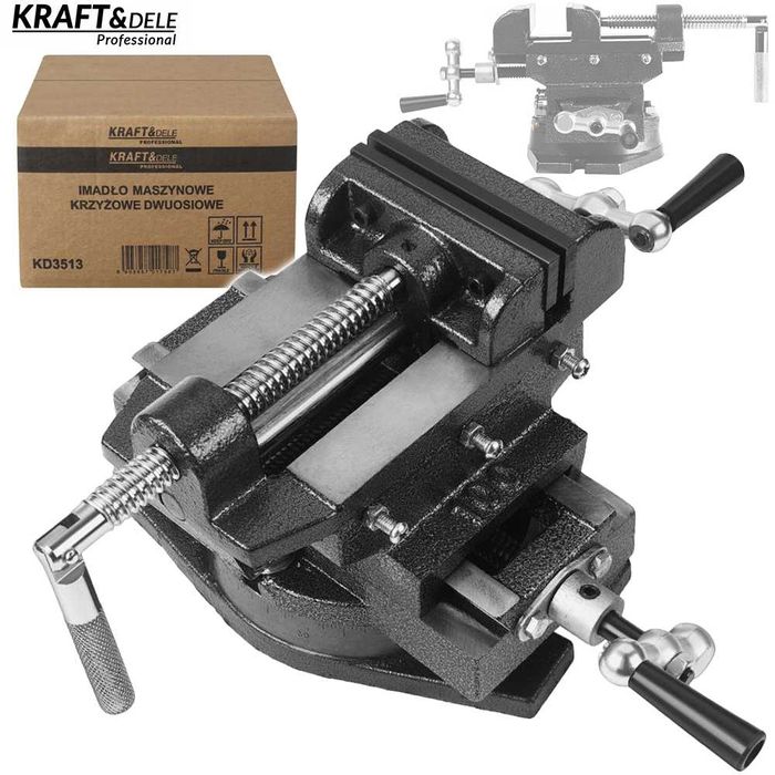 KRAFT&DELE Żeliwne Imadło Krzyżowe Maszynowe Dwuosiowe 100mm KD3513