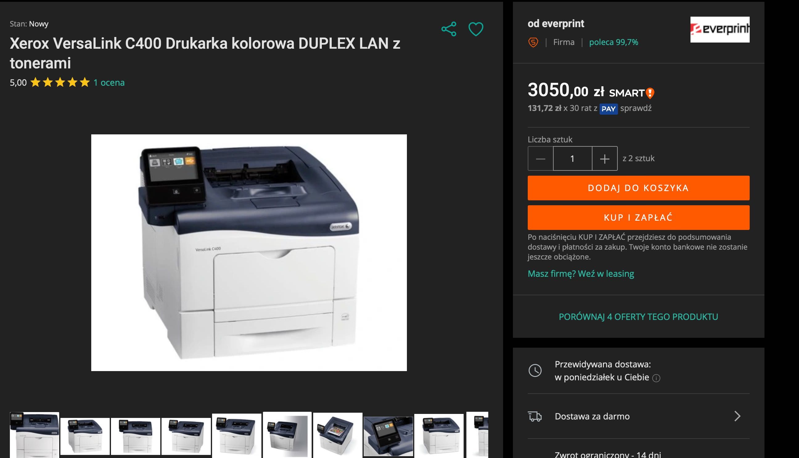 Drukarka Xerox Versalink C400 ! mały przebieg z tonerami !