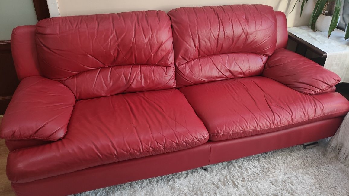 Skórzana sofa z fotelem