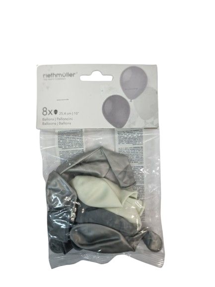 Balony dekoracyjne odcienie szarości komplet 8 sztuk