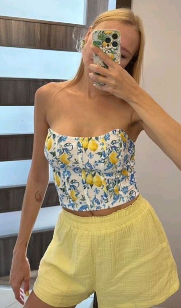 Cropp top, gorset r. M Limoncello wzór w cytryny
