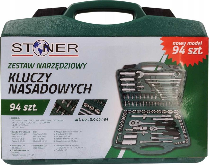 ZESTAW KLUCZY NASADOWYCH Klucze Nasadowe TORX 94szt płasko oczkowe
