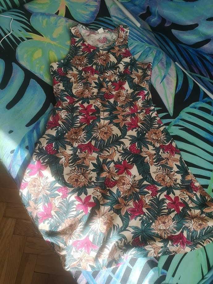 Rozkloszowana sukienka letnia H&M M w kwiaty