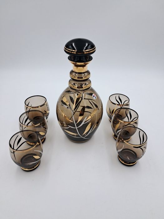 Egermann czeski komplet Novy Bor Bohemia karafka + 6 szklanek zestaw