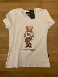 Biala koszulka T-shirt S Polo Ralph Lauren z misiem