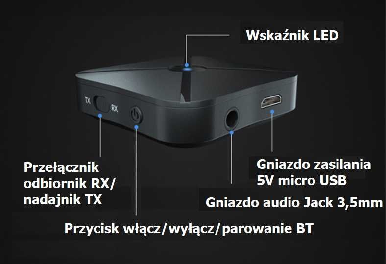 Bezprzewodowy odbiornik i nadajnik audio Bluetooth model KN319