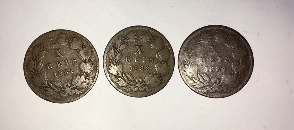 Moedas X Réis Bronze - 1882, 83 e 84 - D. Luís I