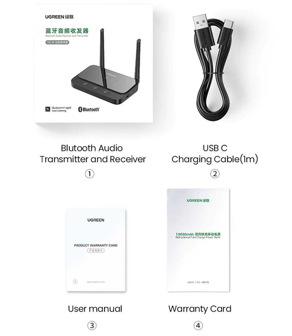 Блютуз Адаптер 5.0 Приемник + Передатчик Ugreen AUX 3.5 SPDIF AptX HD