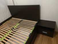 Łóżko 140x200 + stelaż + materac + 2 szafki nocne BRW Nepo Plus