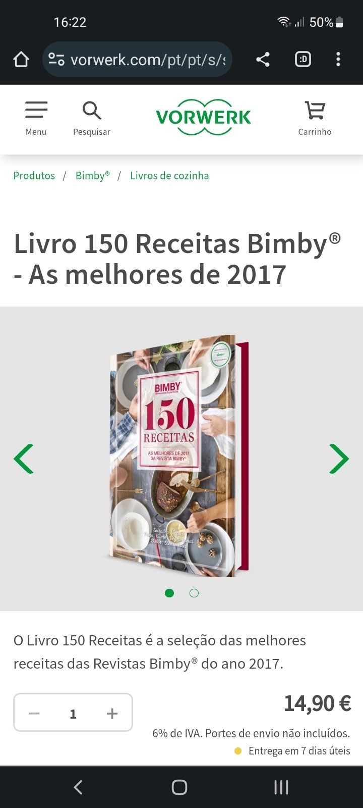 Livro 150 melhores receitas Bimby 2017